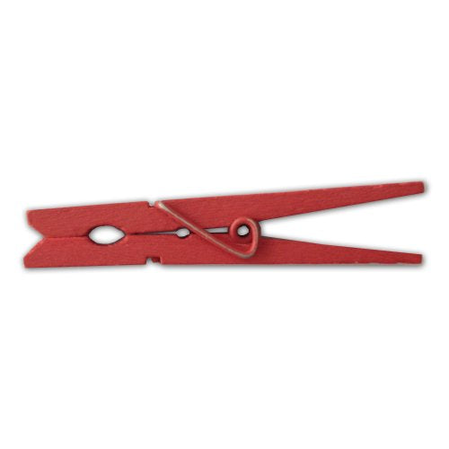 LWR CRAFTS Large Wooden Clothespins 3-5/16" (8.4cm), 30 Pack, Red Painted Finish – for Crafts, Photo Display & Light Hanging - color: Red