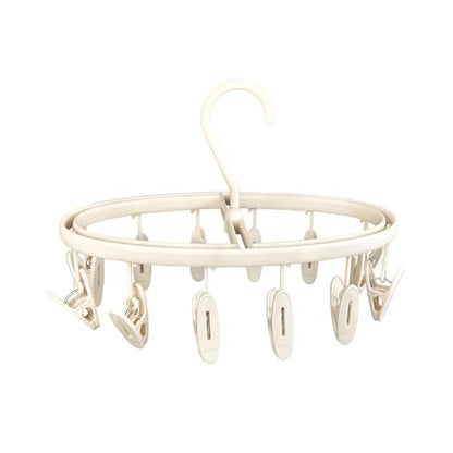 Premium Portable Travel Foldable Clothes Drying Hanger with 12 Clips, Anti-Rusty Plastic Drying Rack for Socks, Lingeries, Delicates and Baby Clothes - style: 12 Clips