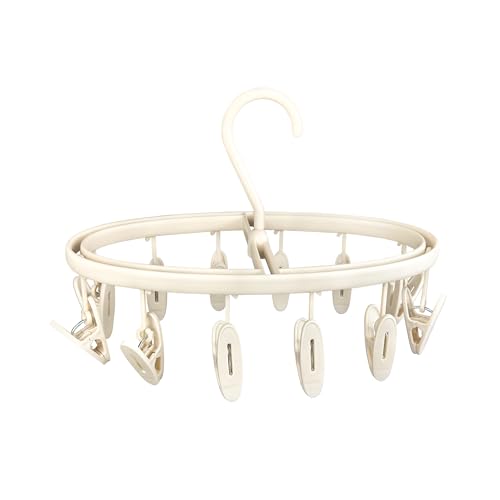 Premium Portable Travel Foldable Clothes Drying Hanger with 12 Clips, Anti-Rusty Plastic Drying Rack for Socks, Lingeries, Delicates and Baby Clothes - style: 12 Clips