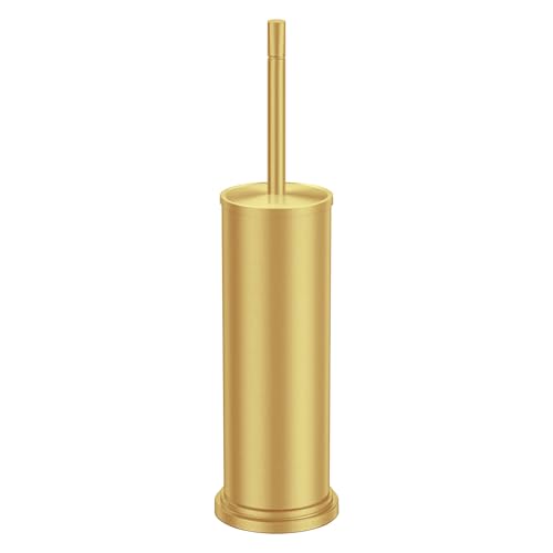 Stainless Steel Toilet Brush and Holder Set,Toilet Bowl Brush and Holder - color: Brushed Brass