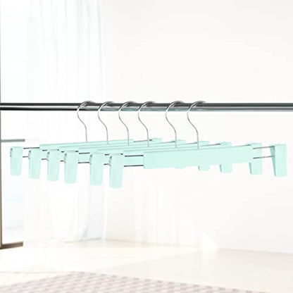 20 Pack Pants Hangers with Adjustable Non-Slip Clips Anti-Rust Hanging Hook for Trouser,Skirts,Jeans,Clothes Hangers Green - color: Green, size: 20 Pack