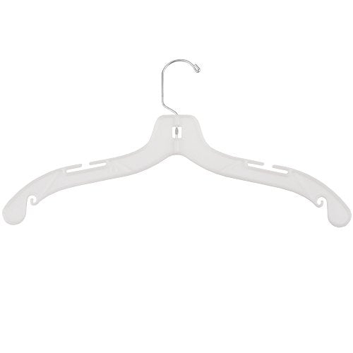 NAHANCO 17” White Mid-Heavyweight Plastic Hanger, 100 Pack - color: White