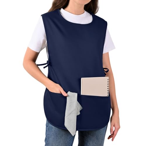 ROTANET Cobbler Apron for Women with Pockets, Waterproof Art Smock Aprons - color: Navy Blue