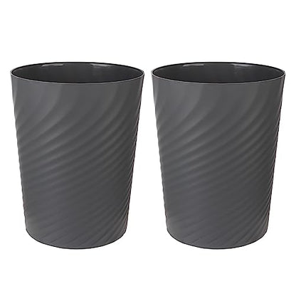 Plastic Small Bathroom Trash Can Wastebasket Garbage Can, Dark Grey, 2 Pack - color: Dark Grey, size: 1.8 Gallon/2 Pack