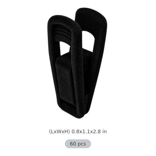 60 Pcs Black Velvet Hanger Clips, Non-Slip Flocked Pants Finger Clips for Flocking Hangers, Closet Organizers for Pants, Skirts, Socks, Ties, Scarves