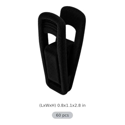 60 Pcs Black Velvet Hanger Clips, Non-Slip Flocked Pants Finger Clips for Flocking Hangers, Closet Organizers for Pants, Skirts, Socks, Ties, Scarves