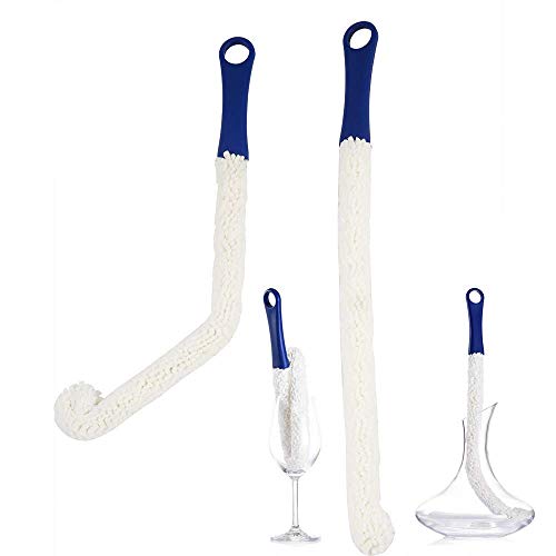 LJDJ Bottle Cleaning Brush 2 Pack, Flexible Scourer for Decanters Glasses