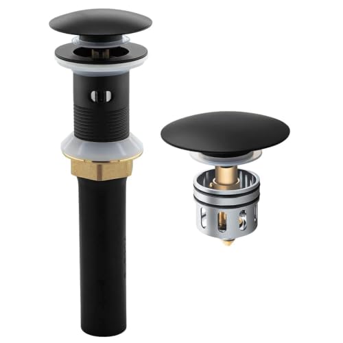 Pop up Drain with Overflow for Bathroom Sink,Matte Black - color: Matte Black