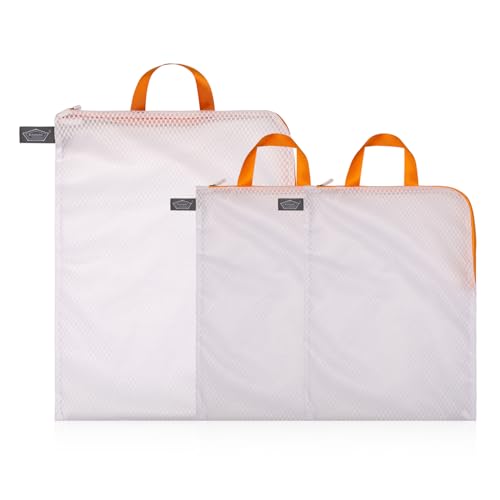Laundry Bags Mesh Wash Bag, Washer Bag for Laundry Delicates, Orange Hanger - color: Orange, size: 1L(16x20")+2M(12x16")