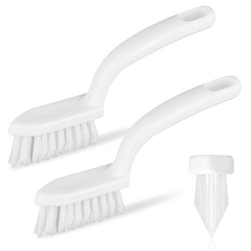 NQEUEPN 2pcs Grout Cleaner Brush for Tile Floors, V-Shaped Handheld Stiff Shower Gap Cleaning Scrubber with Hard Bristles, Grout Brush for Shower Tile, Door Groove Gap, Bathroom, Kitchen, Window