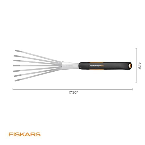 Fiskars Xact Hand Rake, Heavy Duty Gardening Hand Tool with Ergonomic Handle and Hanging Hole for Storage, Stainless Steel Head and Tines, Perfect for Maintaining a Raised Garden Bed (Pack of 4) - size: Rake (Pack of 4)