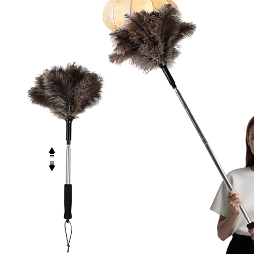 Telescopic Ostrich Feather Duster, 59-inch Naturally Fluffy - color: Natural-d-1pcs