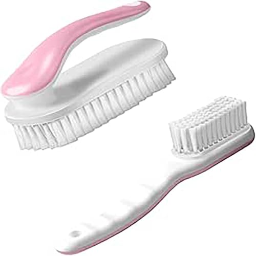 2 Pack Shoe & Laundry Cleaning Brush,Household Soft Bristle Scrubbing for Clothes,Bathroom Stains Removal,Ergonomics Grip Easy Hold - color: Pink01