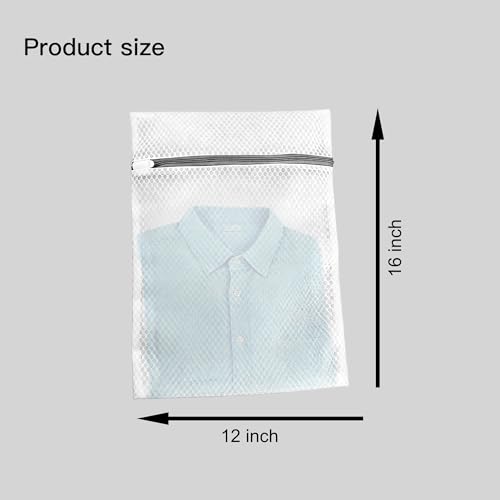 Laundry Bags Mesh Wash Bags for Delicates, 3Pcs 12"x16" honeycomb mesh fine Storage Bag, sturdy smooth zipper, suitable for shirts, underwear, bras, shoes (3)