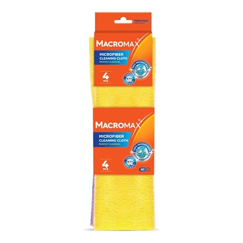 Macro Max Microfiber Cleaning Cloths 4 Pack, Lint Free 11x8in