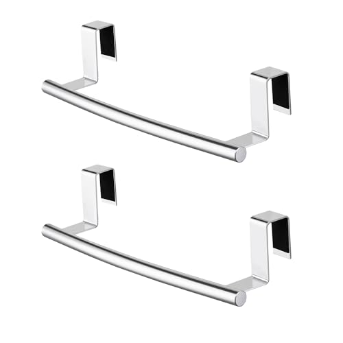 KES Over The Cabinet Door Towel Rack, 2 Pack, Polished Steel - color: Polished Steel