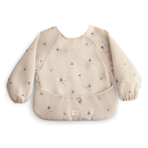 mushie Long Sleeve Baby Bib | Water Resistant Adjustable Fit - color: Boats
