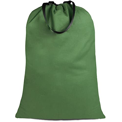 Sanlykate Large Canvas Cotton Laundry Bag with Drawstring & Handles, Heavy Duty Durable Dirty Clothes Organizer, Tear Resistant Hamper Liner Storage Bag, Travel Sack, 25.5 x 34inch - Army Green - color: ArmyGreen