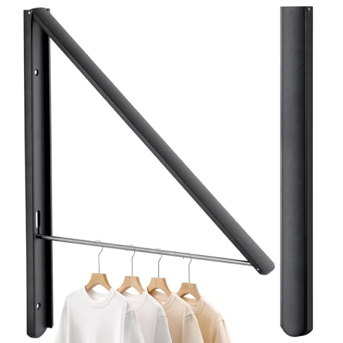 Retractable Clothes Drying Rack Wall Mounted, Black - color: Black