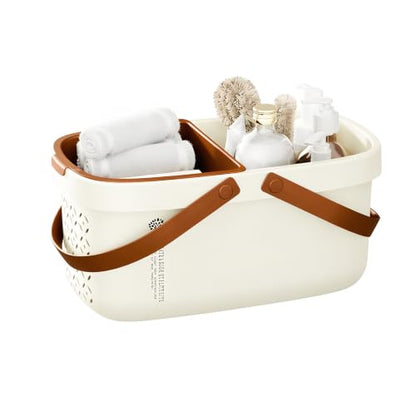 Pulseplay Portable Plastic Shower Caddy Basket with Handle Cream - color: Cream
