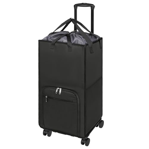 Bukere Extra Large Rolling Laundry Basket with Wheels, 90L Freestanding Collapsible Laundry Hamper Bag for Clothes Storage, Removable Wheeled Cart for College Dorm Apartment Laundry Room Bathroom - color: Darkgrey