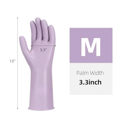 LoveBB 6 Pairs Rubber Cleaning Gloves, Reusable Dishwashing Gloves Non-Slip Kitchen Gloves for Washing Dishes & Household Cleaning- Pink Blue Purple (Medium)
