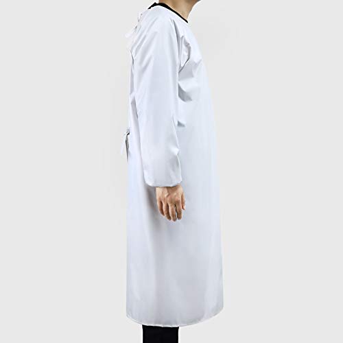Surblue Waterproof Apron Long Sleeves, 47" Plus Size Aprons, Heavy Duty Smock Overalls for Lab Work, Cleaning, Work Shop, Dishwashing, Dog Grooming, White - color: Z-white