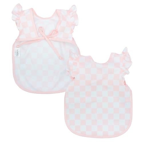 BapronBaby Flutter Baby Led Weaning Infant Feeding Bib Crafting Smock 6M-5T - color: Pink Checkerboard, size: Preschool 3-5yrs