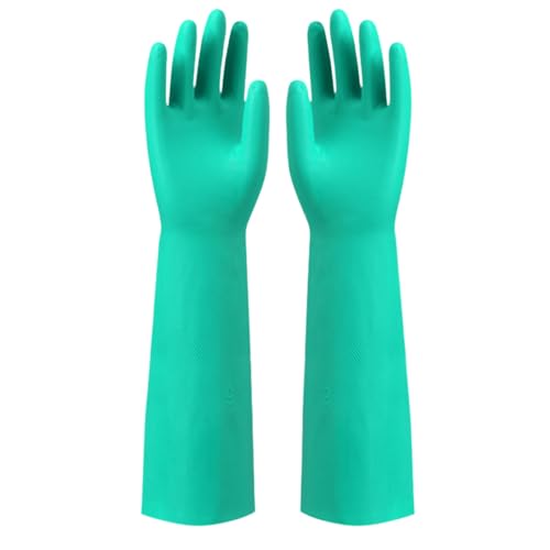 Long Cuff Anti-Slip Green Clean Nitrile Gloves 18inch Reusable - size: Small