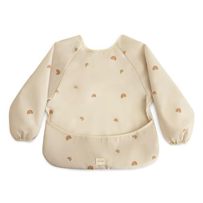 mushie Long Sleeve Baby Bib | Water Resistant Adjustable Fit - color: Rainbows