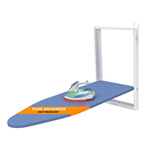 Xabitat Ironing Board 36.2" x 12.2" Wall Mounted Compact Fold Down, Blue - color: Blue