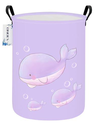 Round Purple Whale Laundry Hamper, Storage Basket for Adults and Kids - color: Round Purple Whale