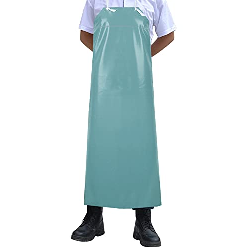 Surblue Waterproof Rubber Vinyl Apron Project Industrial Chemical Resistant Work Safe Clothes,Anti-Corrosion Rubber Apron Staying Dish washing, Lab Work, Butcher, Dog Grooming, Cleaning Fish (SkyBlue) - color: Skyblue