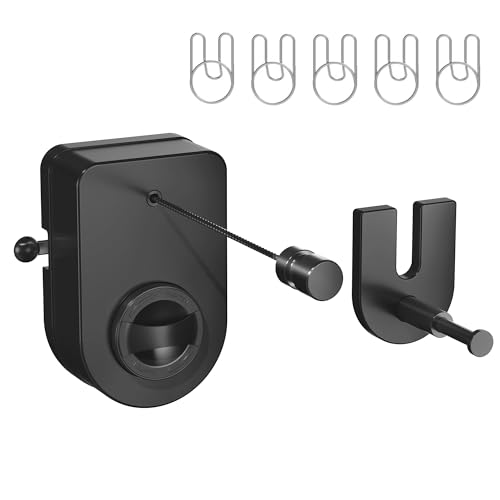 Retractable Clothesline Indoor, Non-Sagging Outdoor Clothes Line Retracting 13.7 Feet Heavy Duty Laundry Line Retractable Wall Mounted Clothes Line Outdoors (Black, Rectangle) - color: Black, size: Rectangle