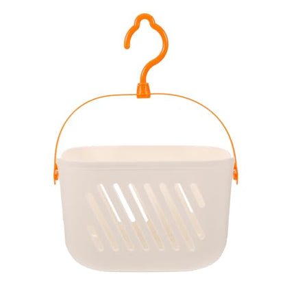 Angoily Small Shower Caddy, Plastic Hanging Basket for Shower with Hook - color: White