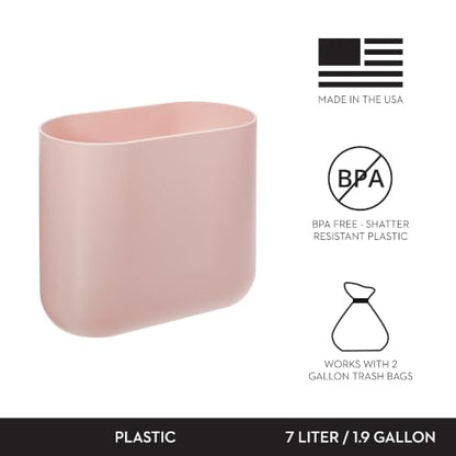 iDesign Small Slim Plastic Bathroom Trash Can, 2-Pack, Pink - color: Pink, style: Pack of 2