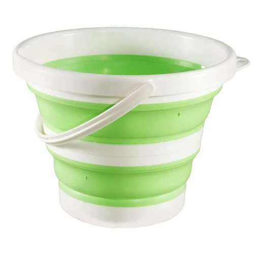 Collapsible Bucket 1.3 Gallon 5L Water Bucket for Cleaning Foldable Portable Plastic Mop Bucket with Handles Indoor Household Outdoor Car Wash Camping Fishing - color: Green, size: 5L