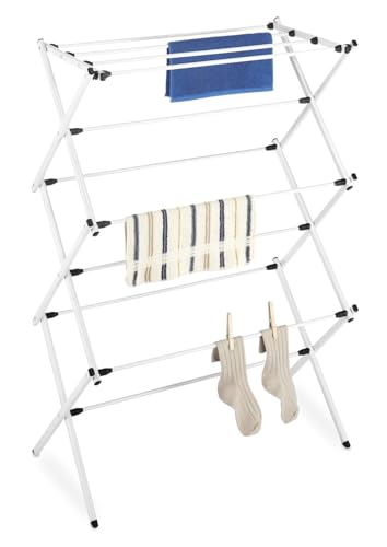 Whitmor Foldable Clothes Drying Rack: 3 Tier Laundry Drying Rack, Collapsible Drying Rack Clothing, Portable Space Saving Clothing Rack for Indoor Outdoor, 14.50" L x 29.625" W x 41.75" H, White - color: White, size: Small