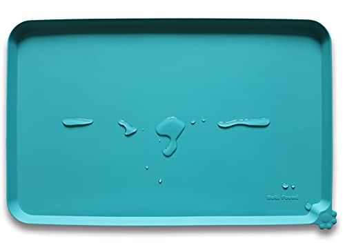 Hoki Found Silicone Non Slip Pet Feeding Mats - Dog Cat Bowl Placemats - Waterproof Food Mats for Floors - Teal - color: Teal, size: 19" x 12"