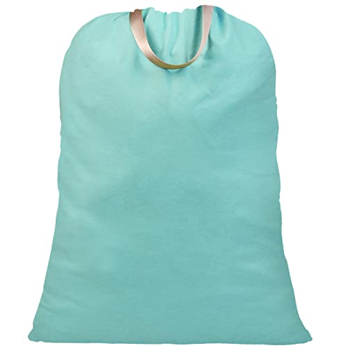 LOLOMLO Extra Large Canvas Laundry Bags with Handles & Drawstring Closure, Heavy Duty Tears Resistant Clothes Storage Travel Bags,25.5"x34",Teal Blue - color: Teal Blue