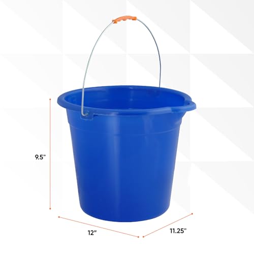 Superio 2.75 Gallon Plastic Mop Bucket with Grip Handle, Utility Pail for Cleaning, Car Wash, Fishing, Camping & Household Use, 10 Liter, Royal Blue - 6 Pack - color: Royal Blue, size: 6 Pack