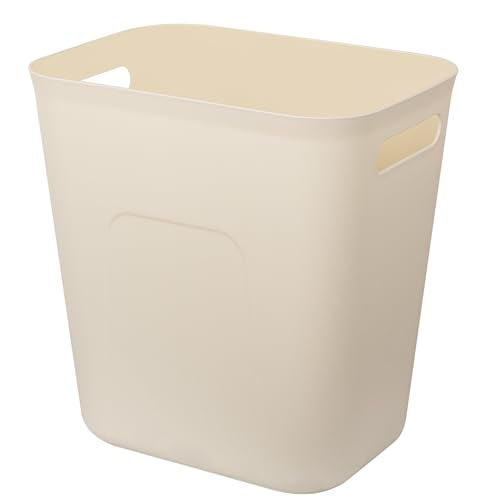 UUJOLY Plastic Small Bathroom Trash Can Wastebasket, 3.5 Gallon, Beige - color: Beige, size: 3.5 Gallon