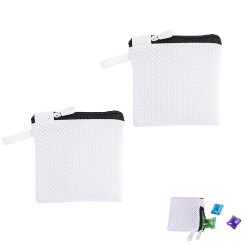 2 Pack In-Wash Scent Booster Beads Laundry Bag with Zipper Laundry Detergent Pacs Wash Bags for Soap Pacs Pods Sheets Scent Crystals Washing Machine Cleaner Descaler Deep Cleaning Tablets