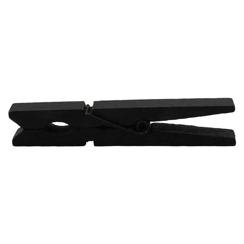HEEHEE 24 PCS 2.83 Inch Black Wooden Clothespins Strong Spring Grip Durable Natural Wood Texture Multipurpose for Crafts Laundry Photo Hanging - size: Black 2.83x0.39" (7.2x1cm)-24 PCS