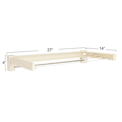 Household Essentials Metal and Plastic Wall Mount Telescoping Drying Rack, Compact Laundry Rack