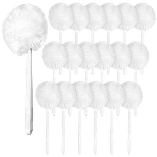 20 Pack Soft Toilet Bowl Brush with Long Plastic Handle 15 Inches Long Disposable Soft Swab Toilet Bowl Cleaners Mop, Toilet Brushes for Dead Corner Silk Scrubber for Toilet Bowls (White)