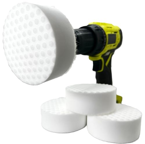 3.5” Drill Powered Magic Sponge Eraser 6 Pieces Kit with Drill Attachment - size: Round 3.5" x 1.25" Kit