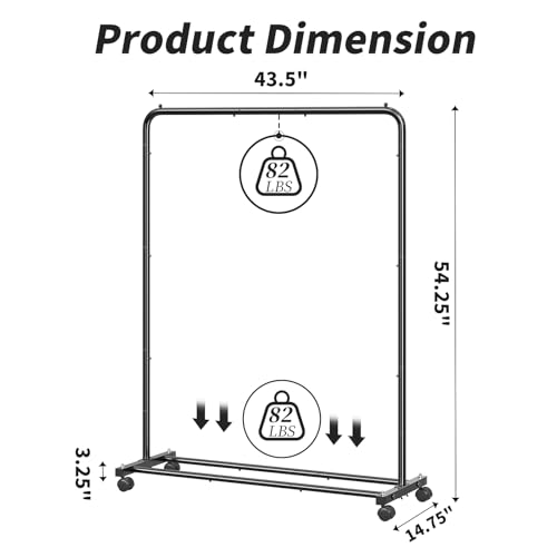 Simple Trending Clothing Rack, Portable Garment Rack, Clothes Rack, Black - color: Black, size: 14.75"D x 43.5"W x 54.25"H