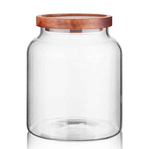 Labina Glass Jar with Wood Lid, Airtight Kitchen Storage Canister - size: B3: 60 Oz 1 pcs