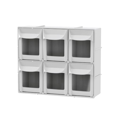 Simply Tidy 6-Drawer Tip-Out Storage Bin - Wall-Mountable & Stackable Clear Front Drawer Organizer for Beads, Buttons, Stickers & Small Craft Supplies, 1 Pack